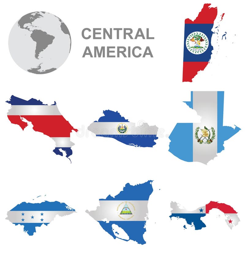 有旗子的中美洲在地图.